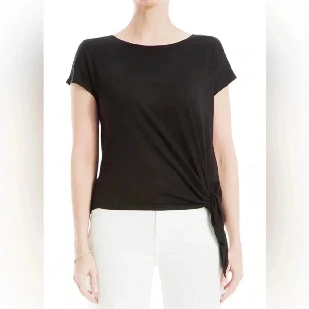 Max Studio Side Tie Tee Black Size Small